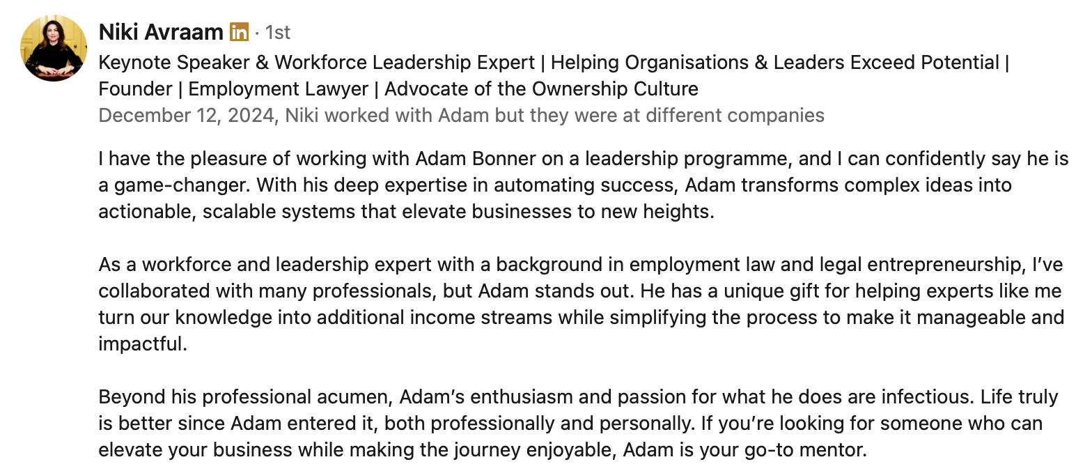 LinkedIn recommendation